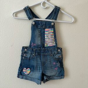 Girls Jordache Jean Shorts Overalls Size 6 - 6X Denim Distressed
